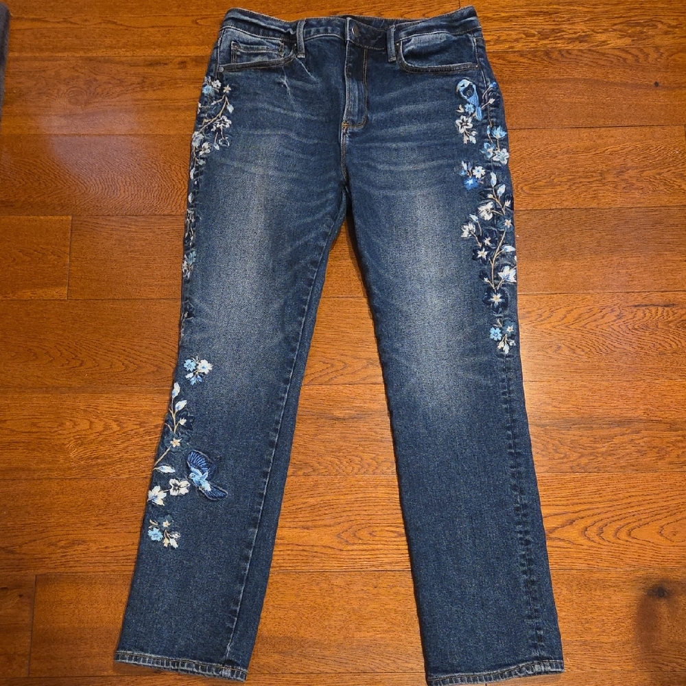DRIFTWOOD Audrey Bird Floral Embroidered Jeans 29